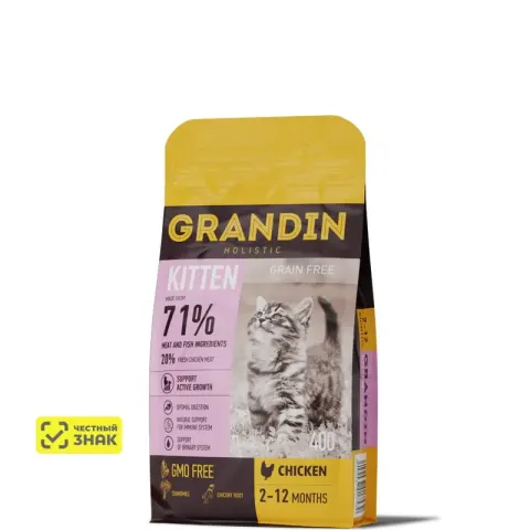 Grandin Kitten с курицей для котят и кормящих кошек