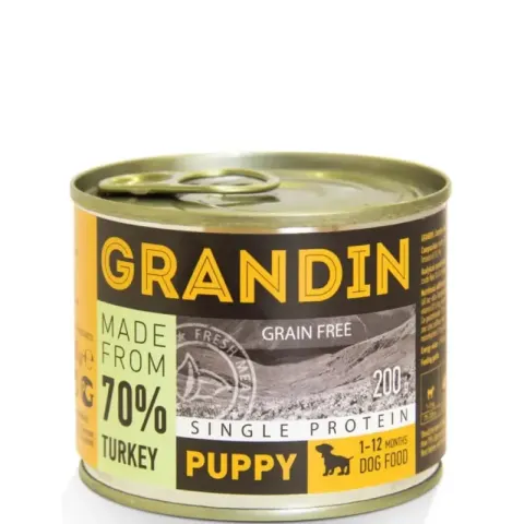 Grandin Puppy консервы с индейкой и льняным маслом