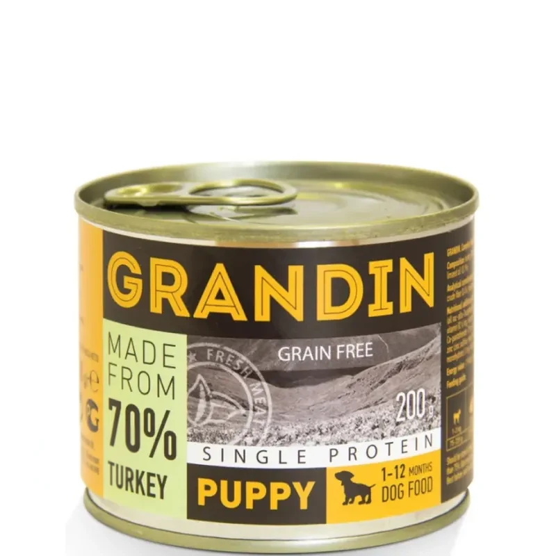 Grandin Puppy консервы с индейкой и льняным маслом