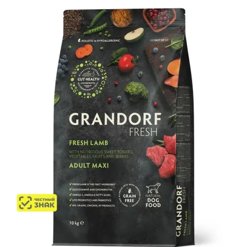 Grandorf Fresh Adult с ягнёнком и бататом для крупных пород