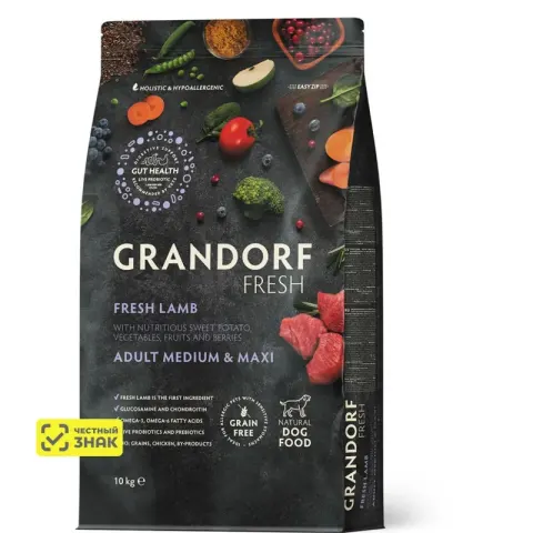 Grandorf Fresh Adult с индейкой и бататом для средних и крупных пород