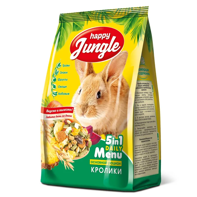 Happy Jungle корм для кроликов с травяными гранулами