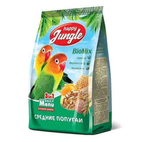 Happy Jungle для средних попугаев: зерносмесь с медом