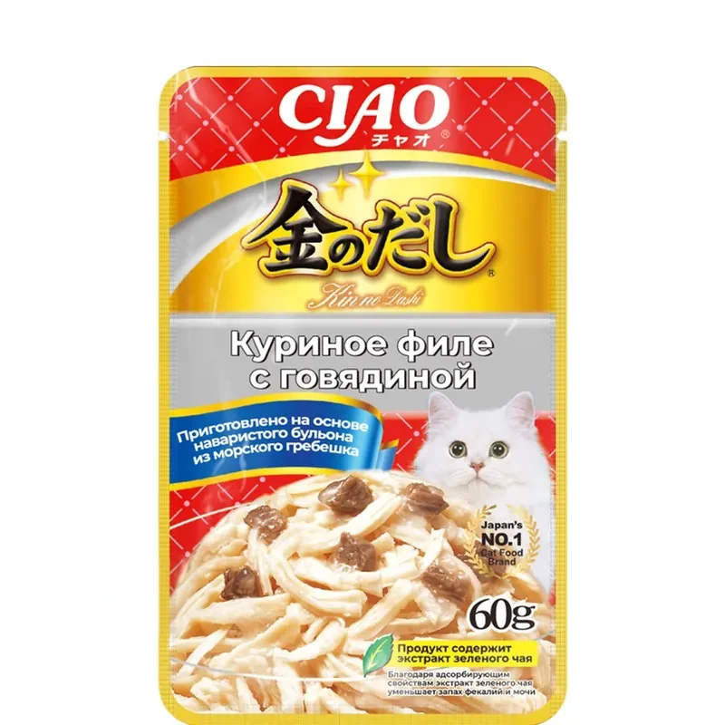 INABA CIAO куриное филе с говядиной в желе