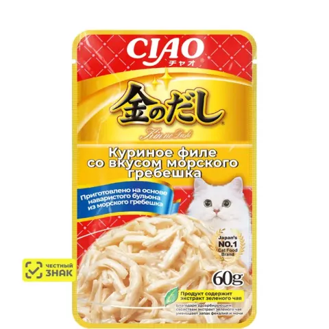 INABA CIAO куриное филе с морским гребешком в желе