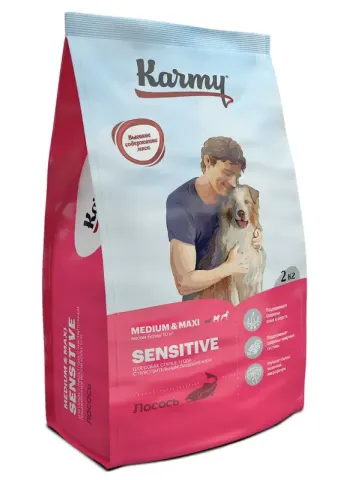 Karmy для собак с чувствительным пищеварением, лосось