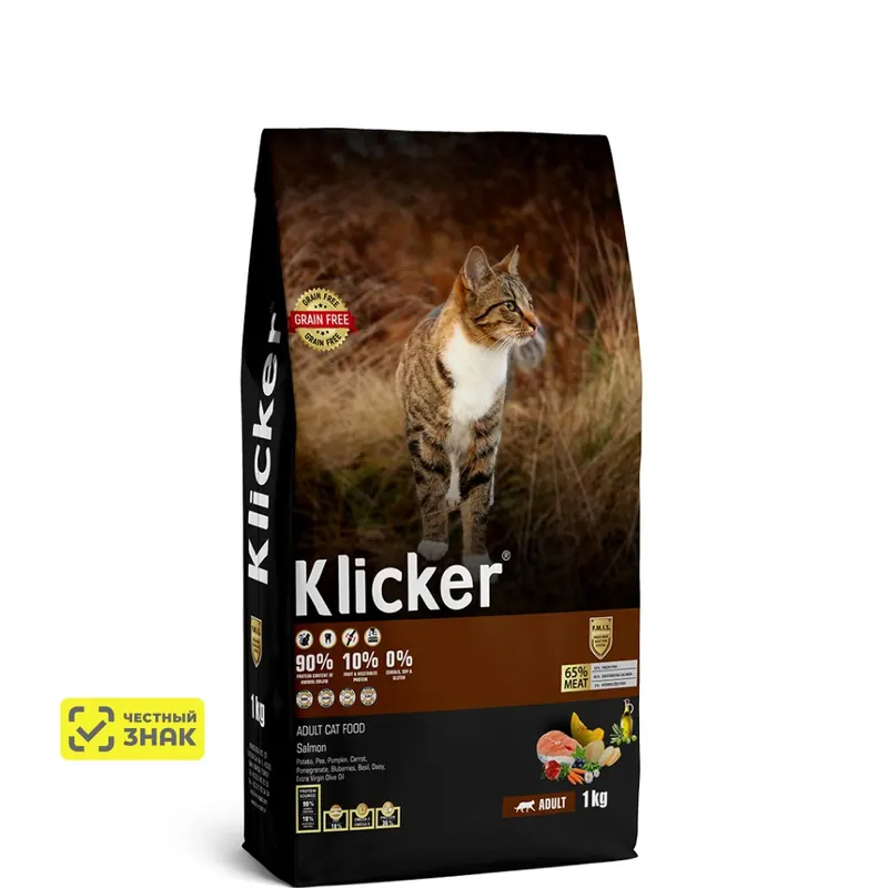 Klicker Adult Cat с лососем беззерновой
