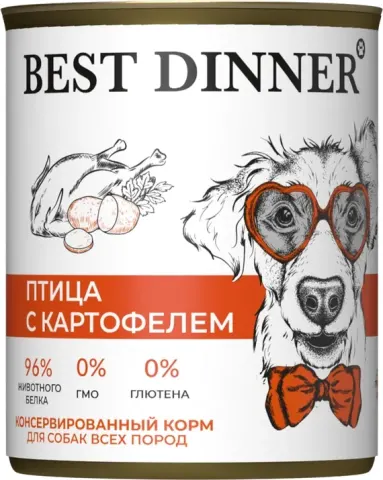 Best Dinner консервы с индейкой и курицей для щенков