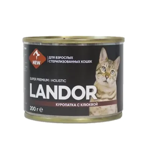Landor Cat Sterilized с куропаткой и клюквой
