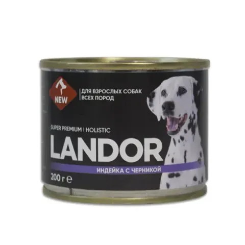 Landor Dog с индейкой и черникой для взрослых собак