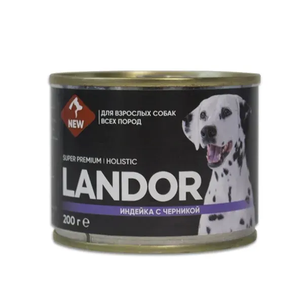 Landor Dog с индейкой и черникой для взрослых собак