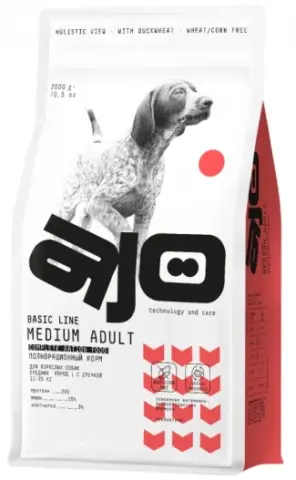 AJO Dog Medium Adult с гречкой и говядиной
