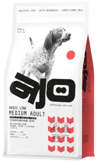 AJO Dog Medium Adult с гречкой и говядиной