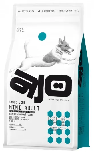 AJO Dog Mini Adult с курицей, свининой и гречкой