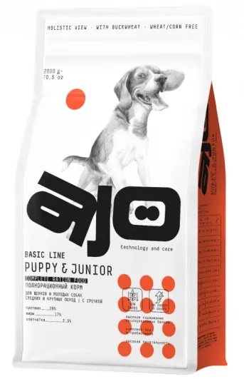 AJO Puppy & Junior с гречкой для щенков средних и крупных пород