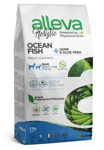 Alleva Holistic Adult Ocean Fish Med/Maxi с рыбой и коноплёй