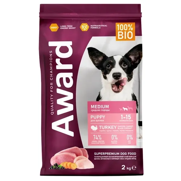Award Puppy Medium с курицей и индейкой