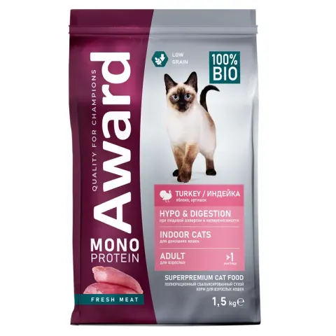 Award Monoprotein с индейкой для взрослых кошек