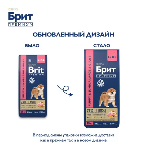 Brit Premium для щенков крупных пород с курицей