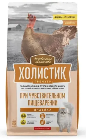 Деревенские Лакомства Холистик Премьер с индейкой для кошек
