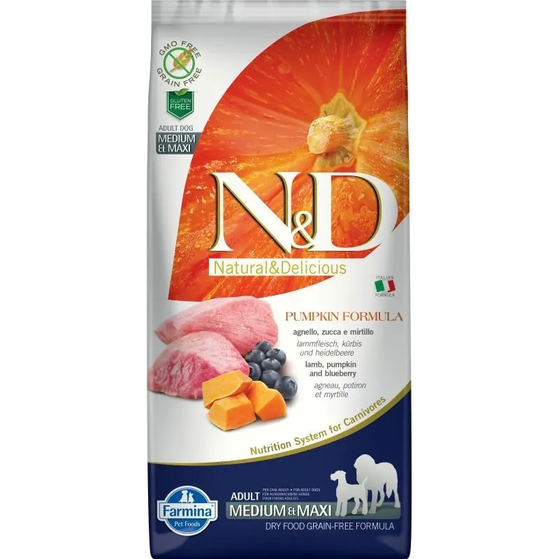 Farmina N&D Grain Free с ягнёнком, тыквой и черникой