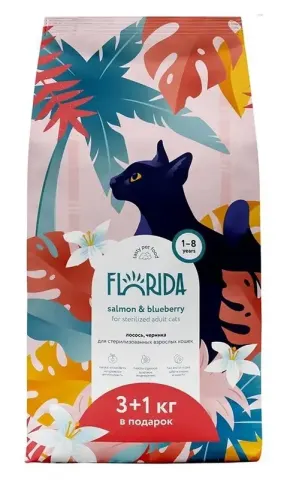 Florida для стерилизованных кошек с лососем и черникой