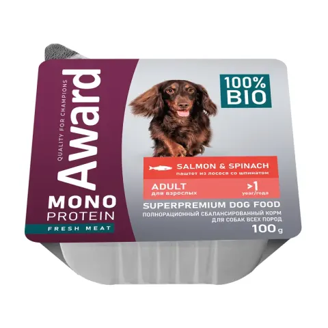 Award Monoprotein паштет из лосося со шпинатом