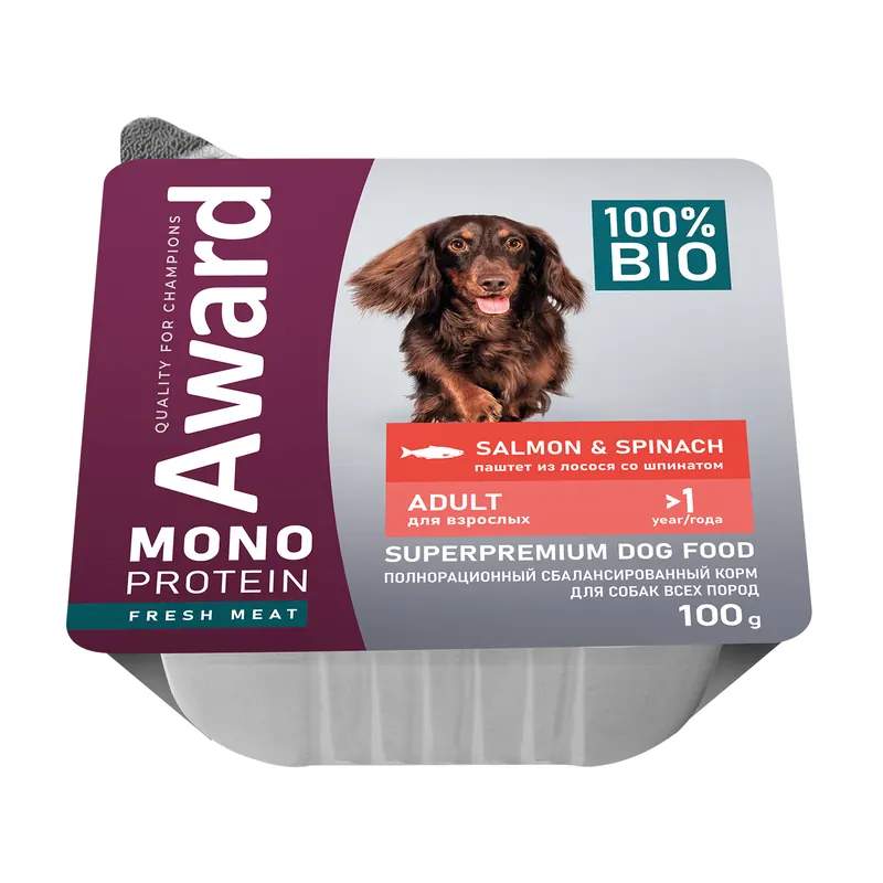 Award Monoprotein паштет из лосося со шпинатом