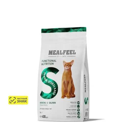 Mealfeel Senior Sterilized с сельдью и лососем для кошек 7+