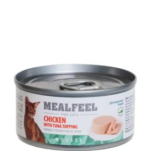 Mealfeel мусс из курицы с топпингом из тунца для кошек