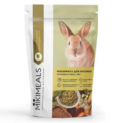 Mikimeals зерносмесь с травяными гранулами для кроликов