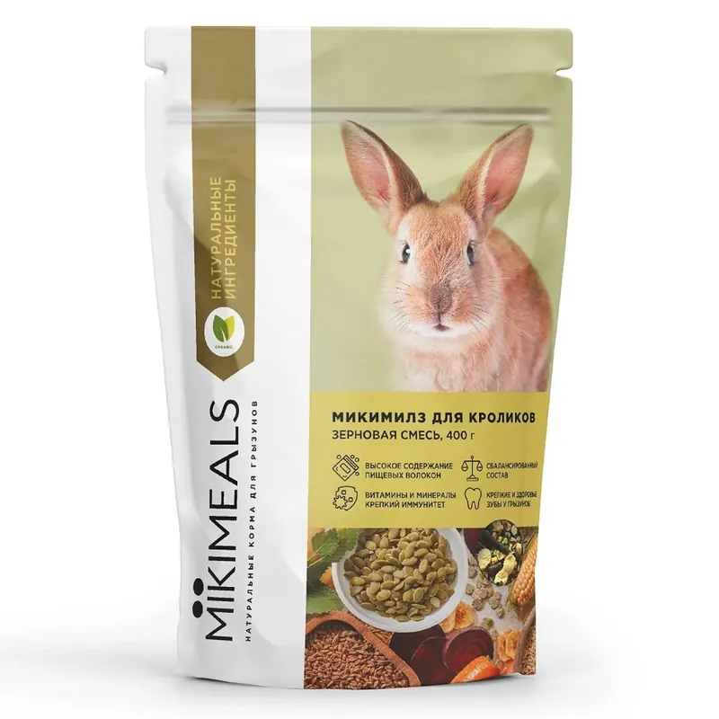 Mikimeals зерносмесь с травяными гранулами для кроликов