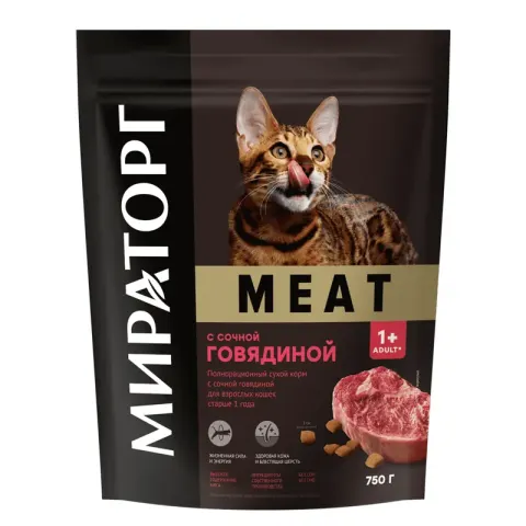 Мираторг сухой корм с говядиной для взрослых кошек