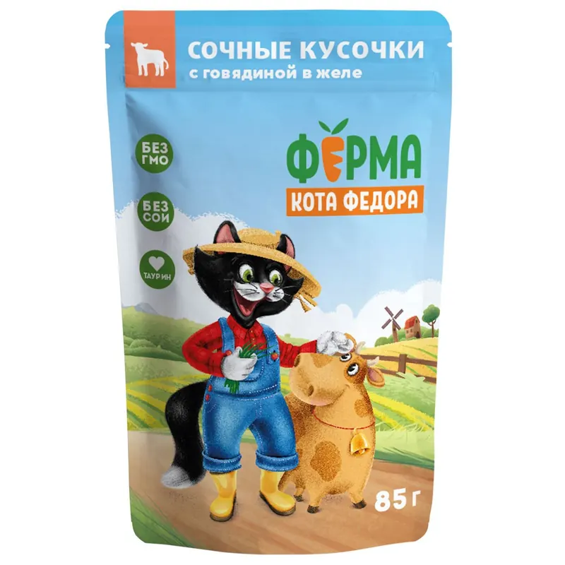 Мнямс Ферма кота Фёдора кусочки в желе с уткой