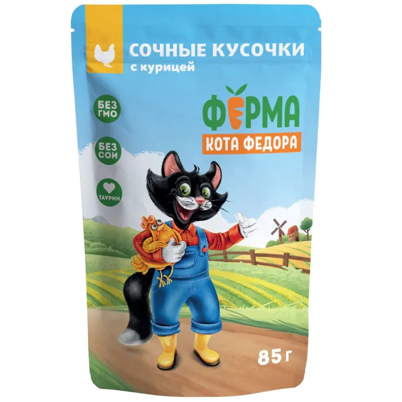 Мнямс «Ферма кота Фёдора» кусочки с курицей