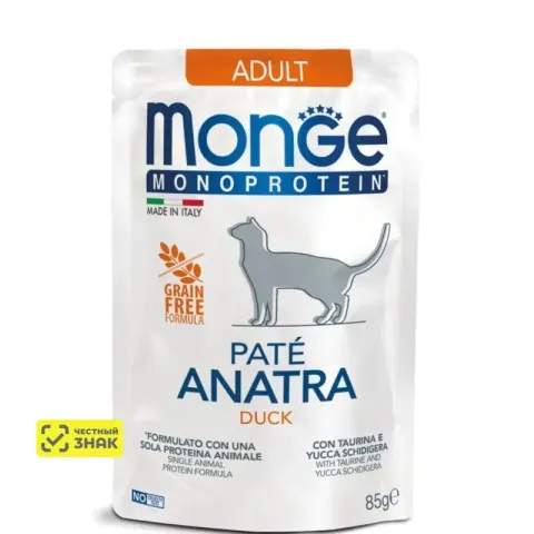 Monge Cat Monoprotein Pouch с уткой для кошек