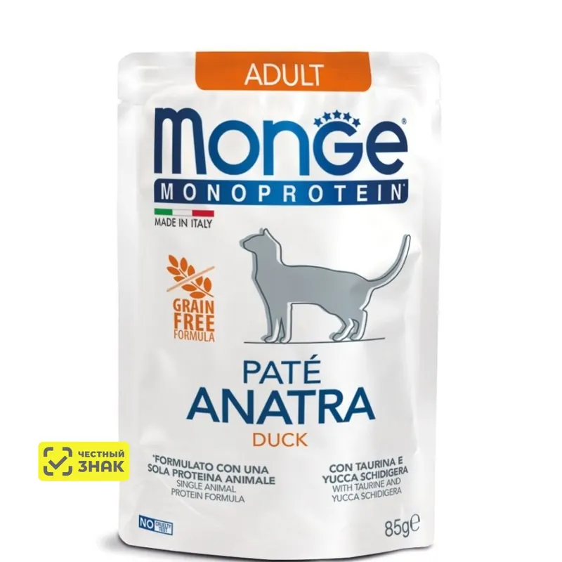 Monge Cat Monoprotein Pouch с уткой для кошек