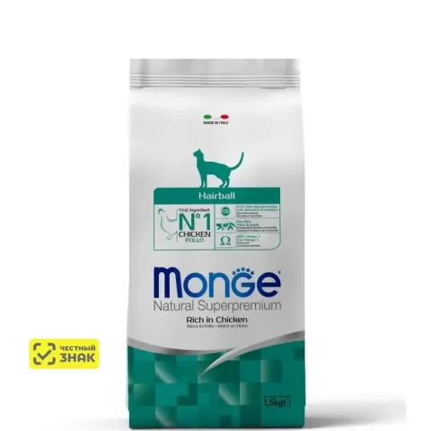 Monge Hairball с курицей для выведения шерсти