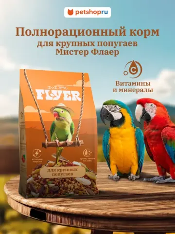 MR.Flyer для крупных попугаев — зерносмесь с орехами и сухофруктами