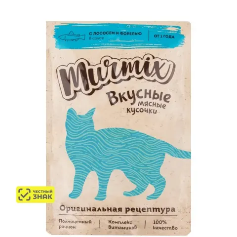 Murmix кусочки лосося с форелью в соусе для кошек