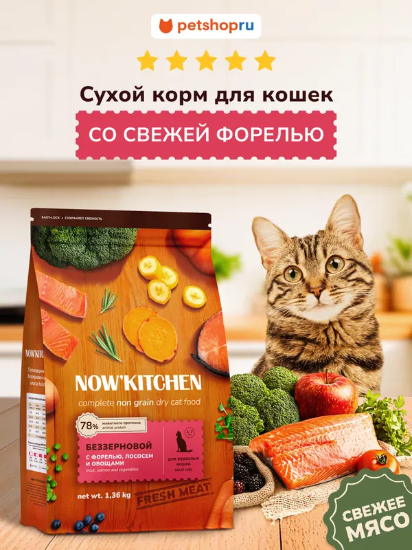 Now’kitchen Adult Grain-Free с форелью и лососем