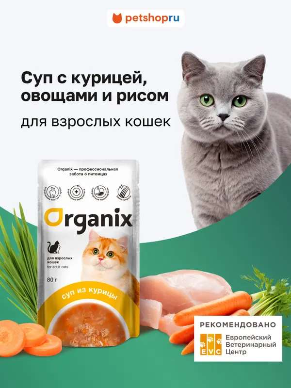Organix Суп для кошек с курицей, овощами и рисом