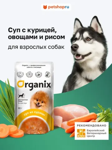 Organix Суп для взрослых собак с курицей и рисом