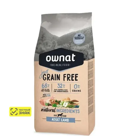 Ownat Adult Grain Free с ягнёнком беззерновой