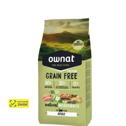 Ownat Adult Grain Free с курицей и индейкой