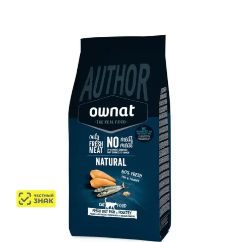 Ownat Author для стерилизованных кошек с жирной рыбой и птицей
