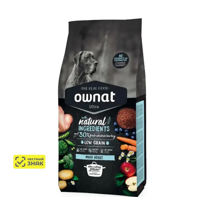 Ownat Maxi Adult Ultra с курицей и индейкой для крупных пород