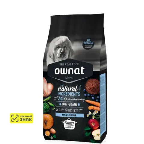 Ownat Maxi Junior Ultra с курицей и индейкой для щенков