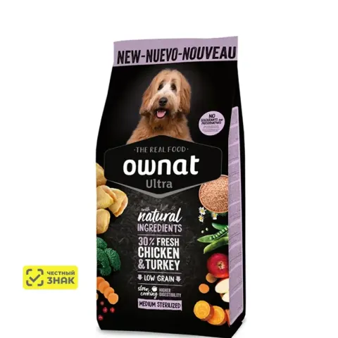 Ownat Medium Sterilized Ultra с курицей и индейкой