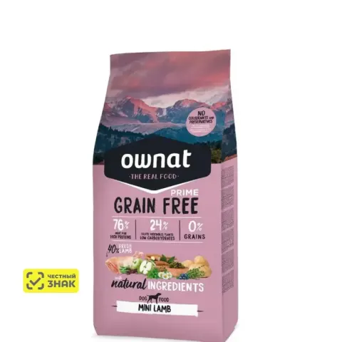 Ownat Mini Grain Free с ягнёнком для мелких пород